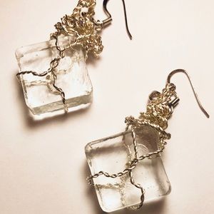 Wired Wrapped Glass Earrings